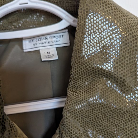 St. John |  Olive |  REAL Leather - Snake & Suede Jacket!! | M | EUC | Rich Mom - Picture 2 of 11